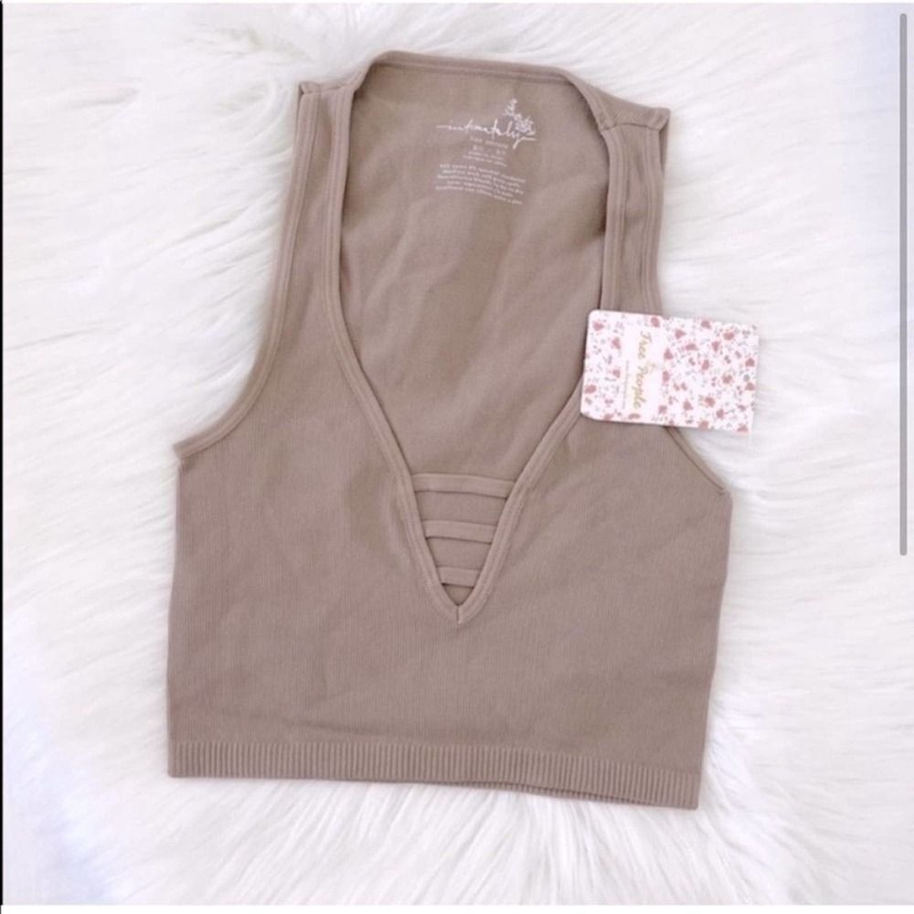 NEW Free People Intimately FP Strapped In Brain Nude Yoga Crop Top XS/S